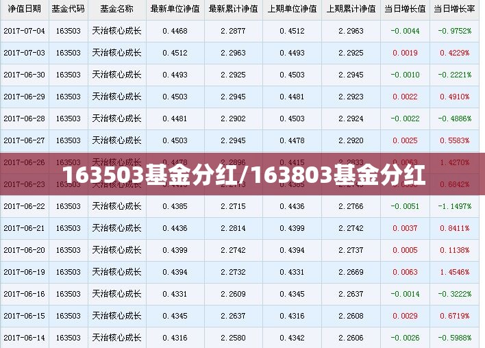 163503基金分红/163803基金分红 163503基金分红/163803基金分红