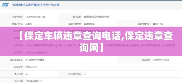 【保定车辆违章查询电话,保定违章查询网】