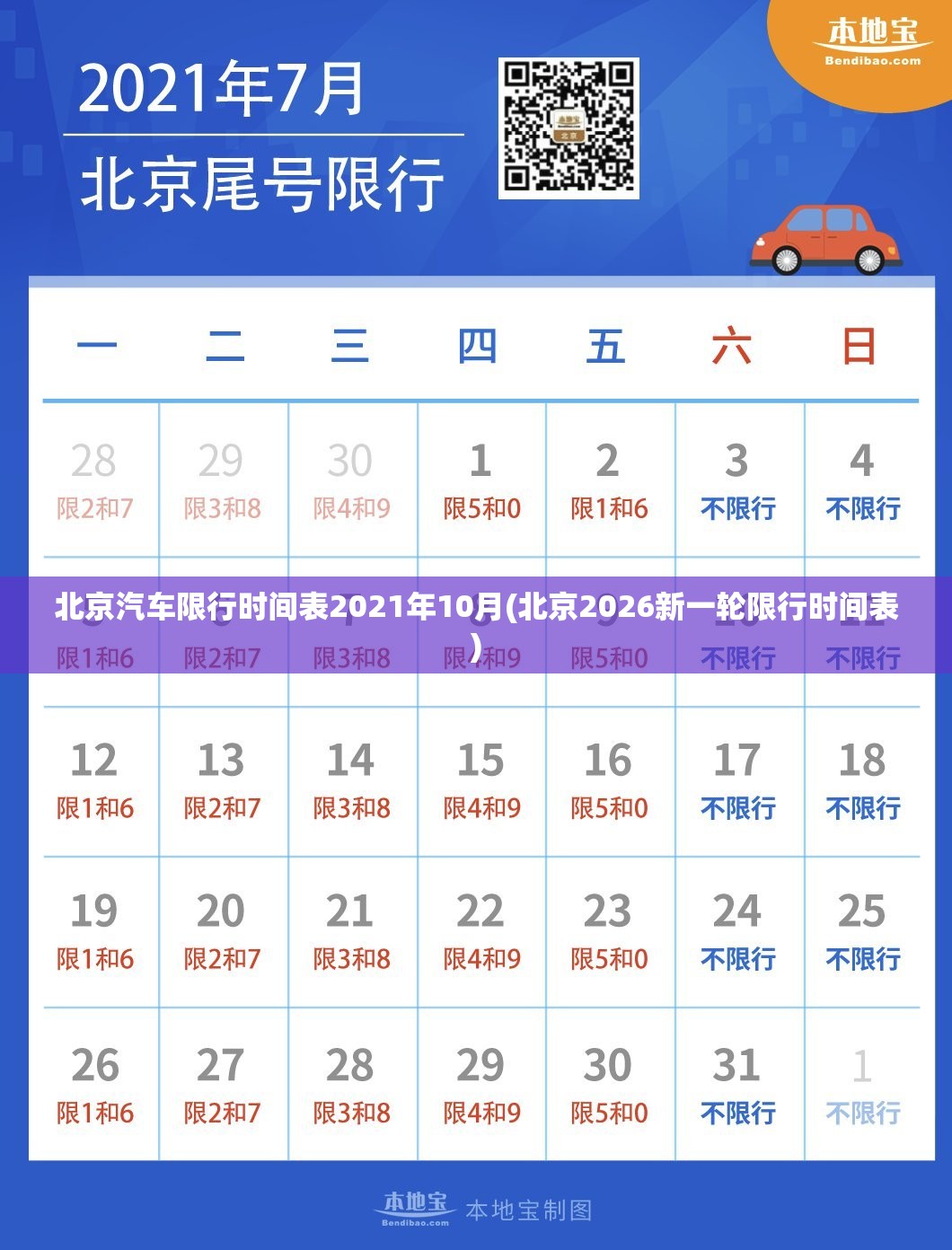 北京汽车限行时间表2021年10月(北京2026新一轮限行时间表)