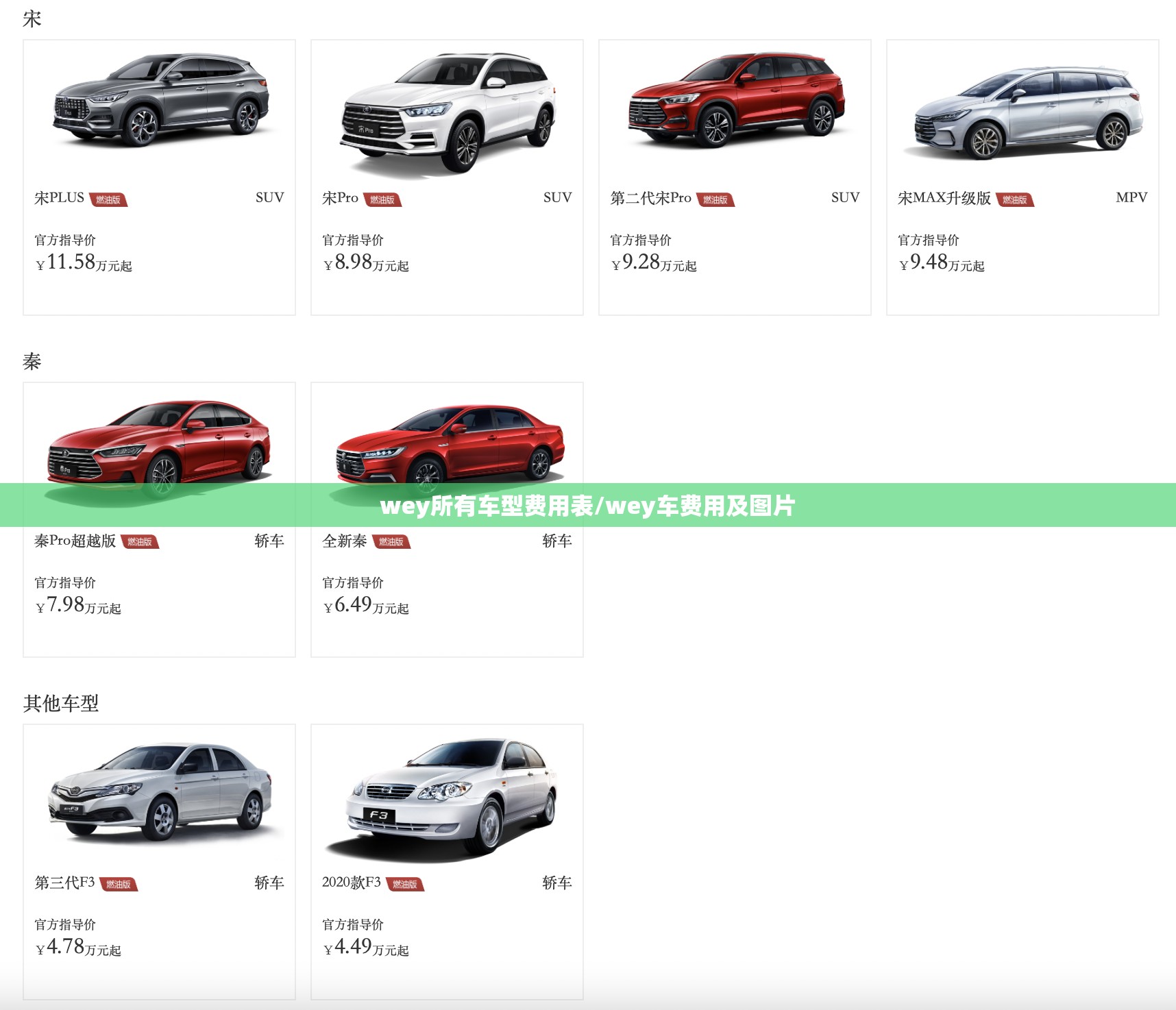 wey所有车型费用表/wey车费用及图片 wey所有车型费用表/wey车费用及图片