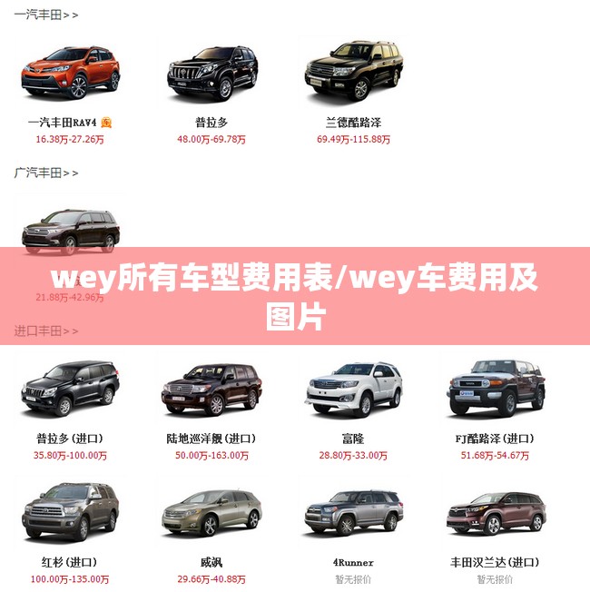 wey所有车型费用表/wey车费用及图片 wey所有车型费用表/wey车费用及图片