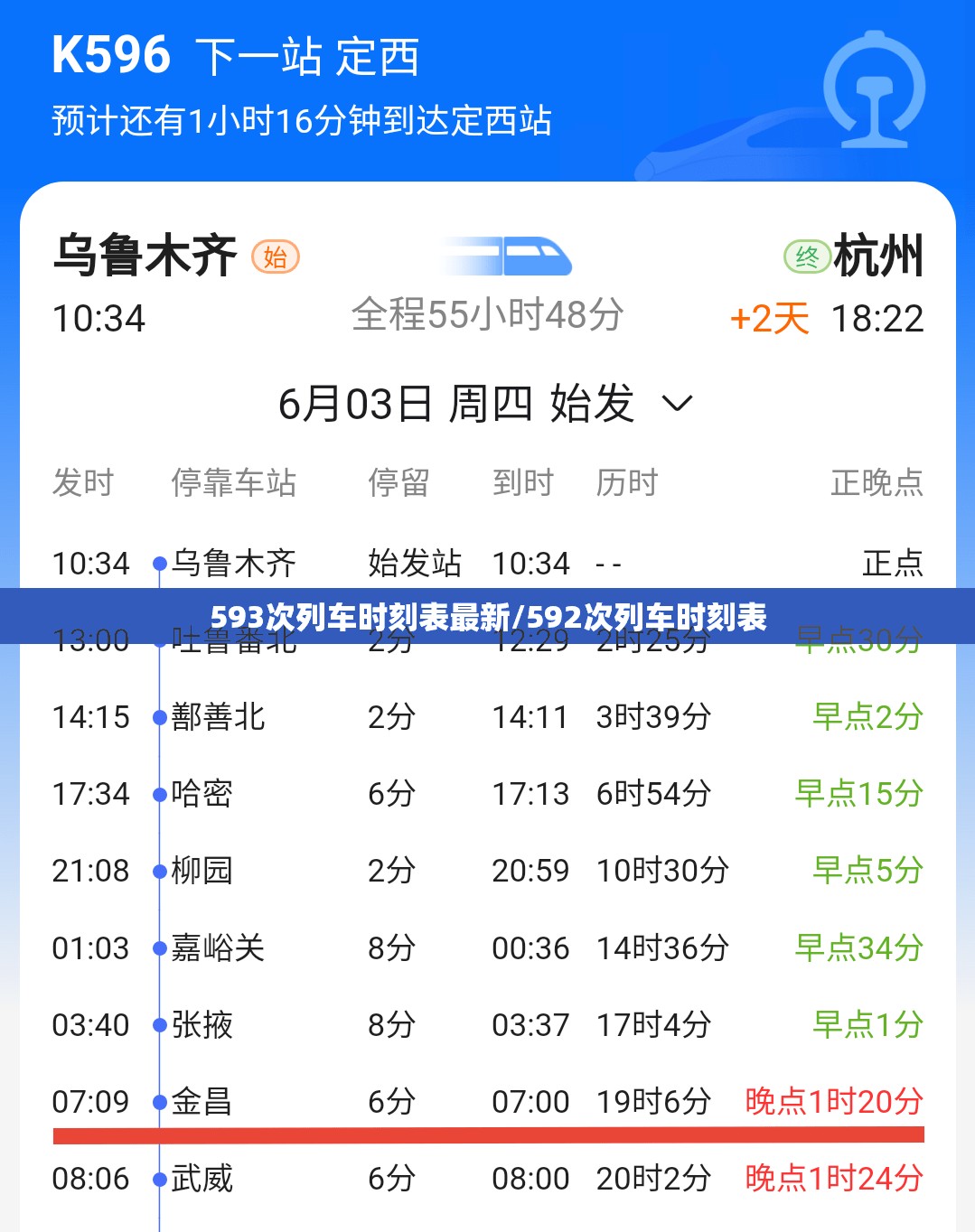 593次列车时刻表最新/592次列车时刻表 593次列车时刻表最新/592次列车时刻表