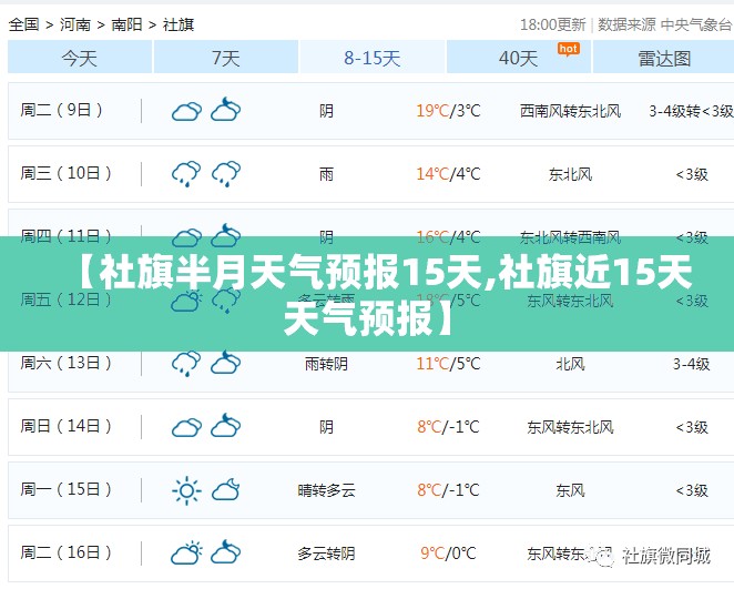 【社旗半月天气预报15天,社旗近15天天气预报】 【社旗半月天气预报15天,社旗近15天天气预报】