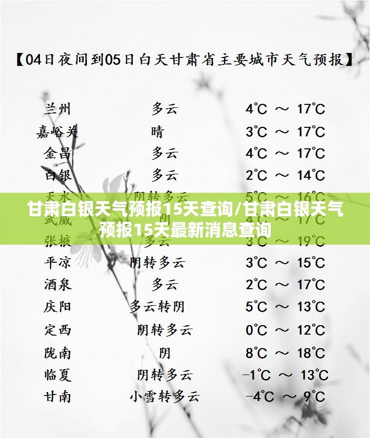 甘肃白银天气预报15天查询/甘肃白银天气预报15天最新消息查询 甘肃白银天气预报15天查询/甘肃白银天气预报15天最新消息查询