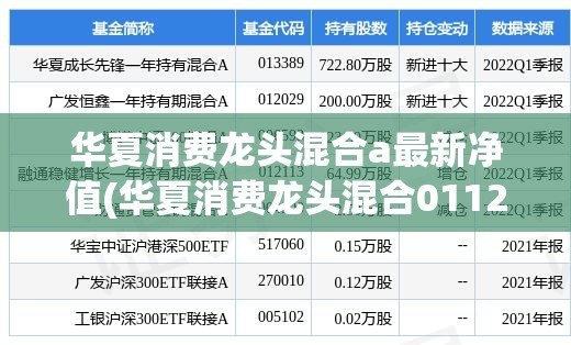 华夏消费龙头混合a最新净值(华夏消费龙头混合011282) 华夏消费龙头混合a最新净值(华夏消费龙头混合011282)