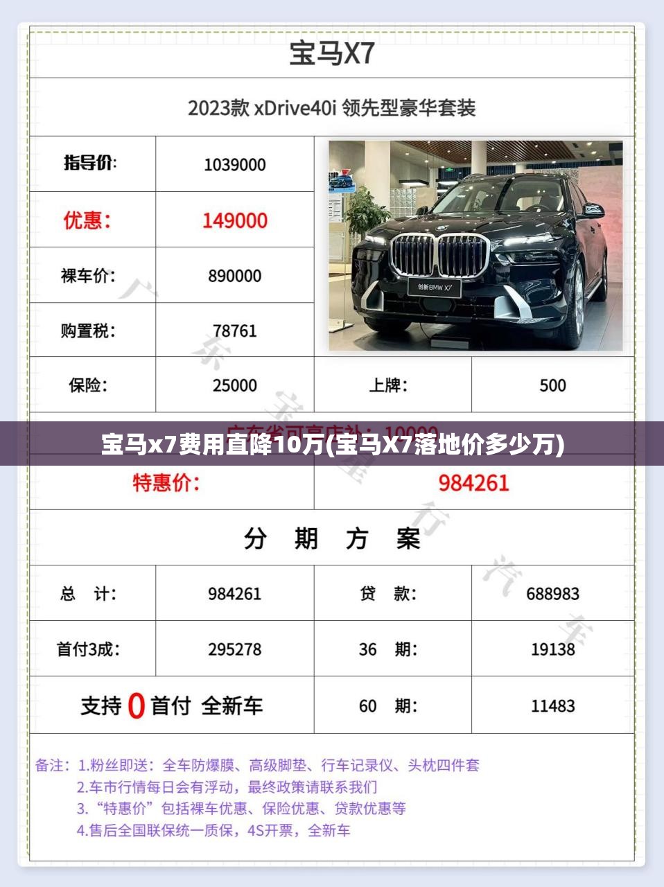宝马x7费用直降10万(宝马X7落地价多少万) 宝马x7费用直降10万(宝马X7落地价多少万)