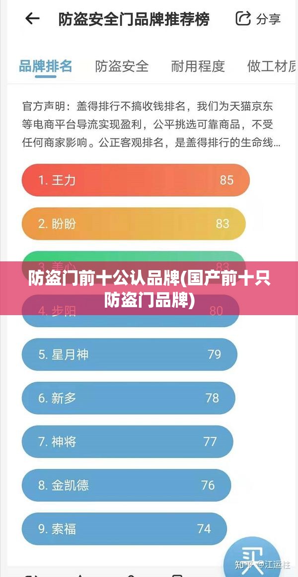 防盗门前十公认品牌(国产前十只防盗门品牌) 防盗门前十公认品牌(国产前十只防盗门品牌)
