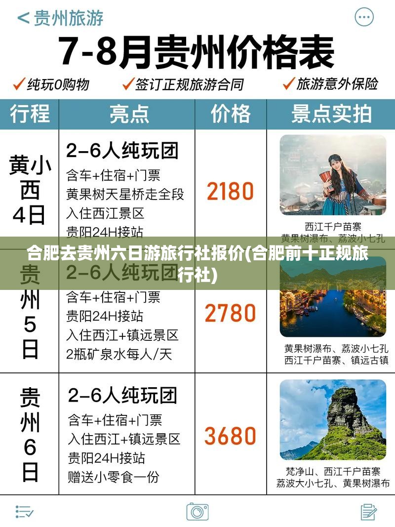 合肥去贵州六日游旅行社报价(合肥前十正规旅行社) 合肥去贵州六日游旅行社报价(合肥前十正规旅行社)