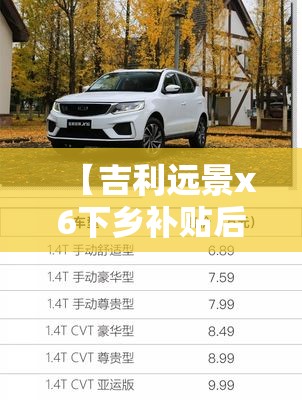【吉利远景x6下乡补贴后价目表,吉利远景X6车旧后有什么问题】 【吉利远景x6下乡补贴后价目表,吉利远景X6车旧后有什么问题】