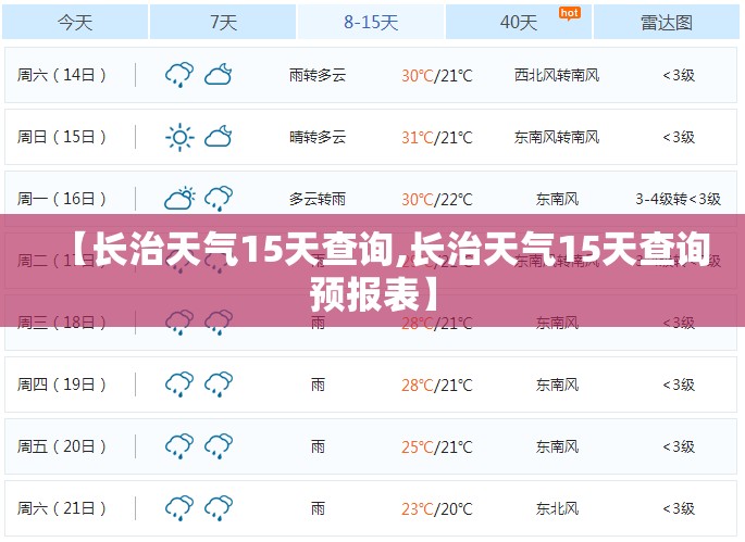 【长治天气15天查询,长治天气15天查询预报表】 【长治天气15天查询,长治天气15天查询预报表】