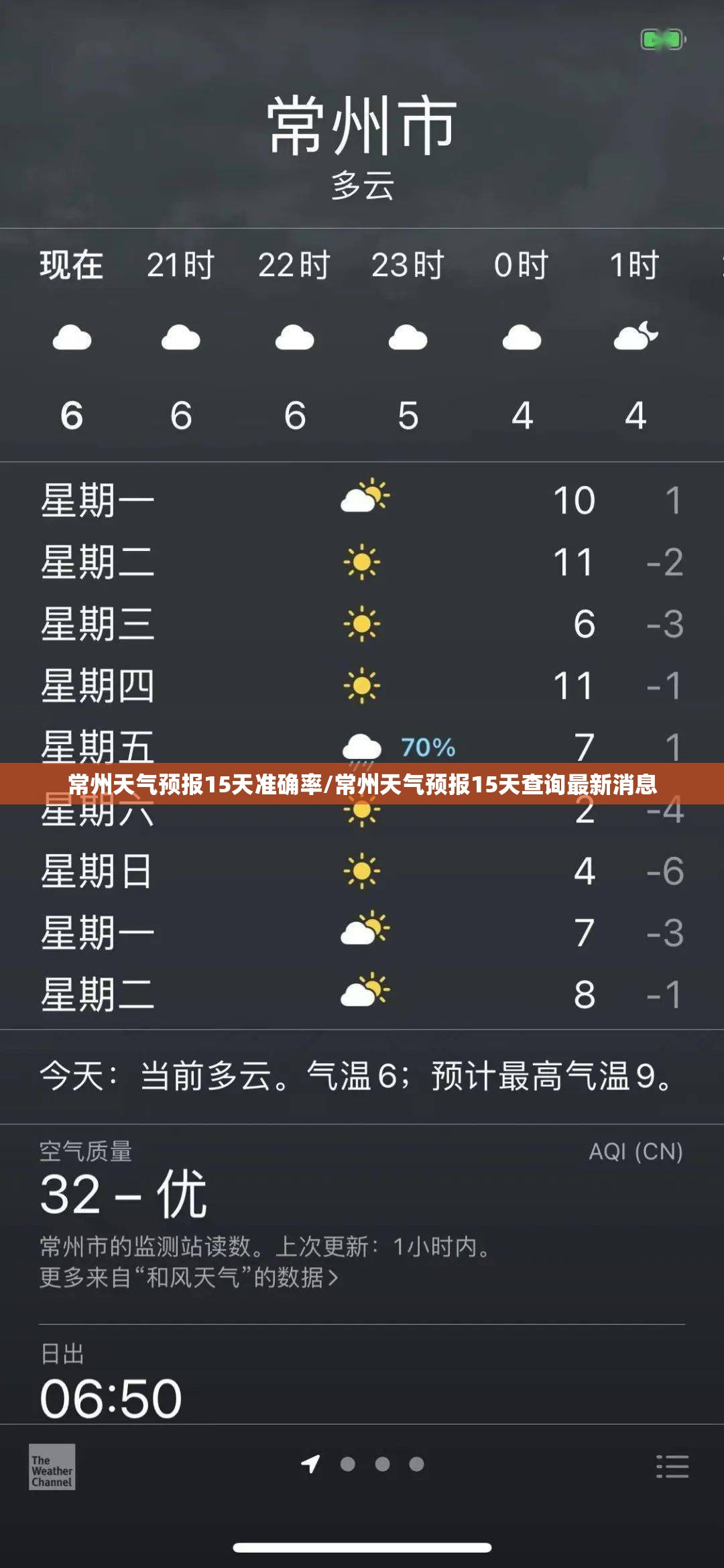常州天气预报15天准确率/常州天气预报15天查询最新消息