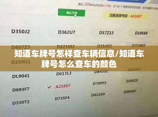 知道车牌号怎样查车辆信息/知道车牌号怎么查车的颜色 知道车牌号怎样查车辆信息/知道车牌号怎么查车的颜色