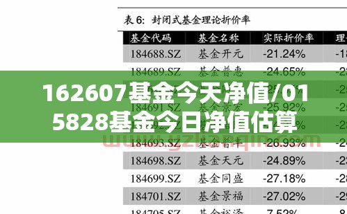 162607基金今天净值/015828基金今日净值估算 162607基金今天净值/015828基金今日净值估算