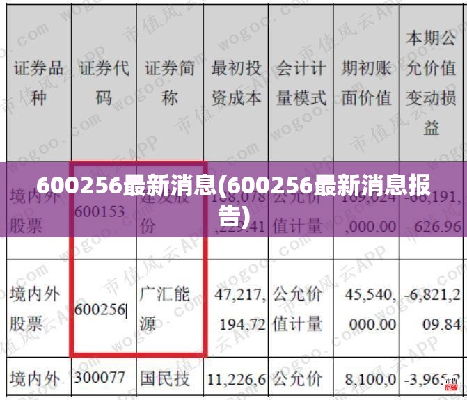 600256最新消息(600256最新消息报告) 600256最新消息(600256最新消息报告)