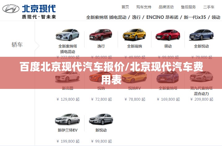 百度北京现代汽车报价/北京现代汽车费用表