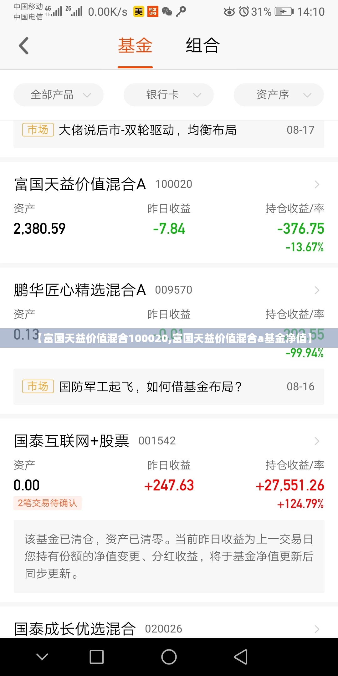 【富国天益价值混合100020,富国天益价值混合a基金净值】