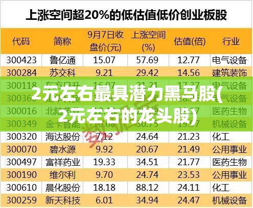 2元左右最具潜力黑马股(2元左右的龙头股) 2元左右最具潜力黑马股(2元左右的龙头股)