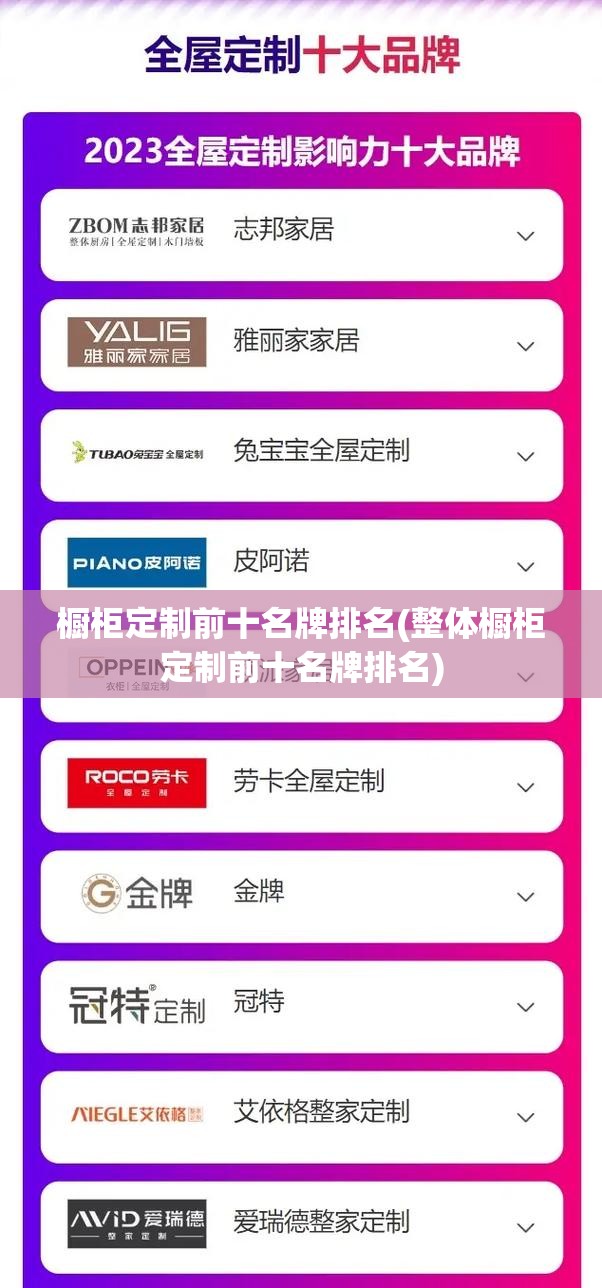 橱柜定制前十名牌排名(整体橱柜定制前十名牌排名) 橱柜定制前十名牌排名(整体橱柜定制前十名牌排名)