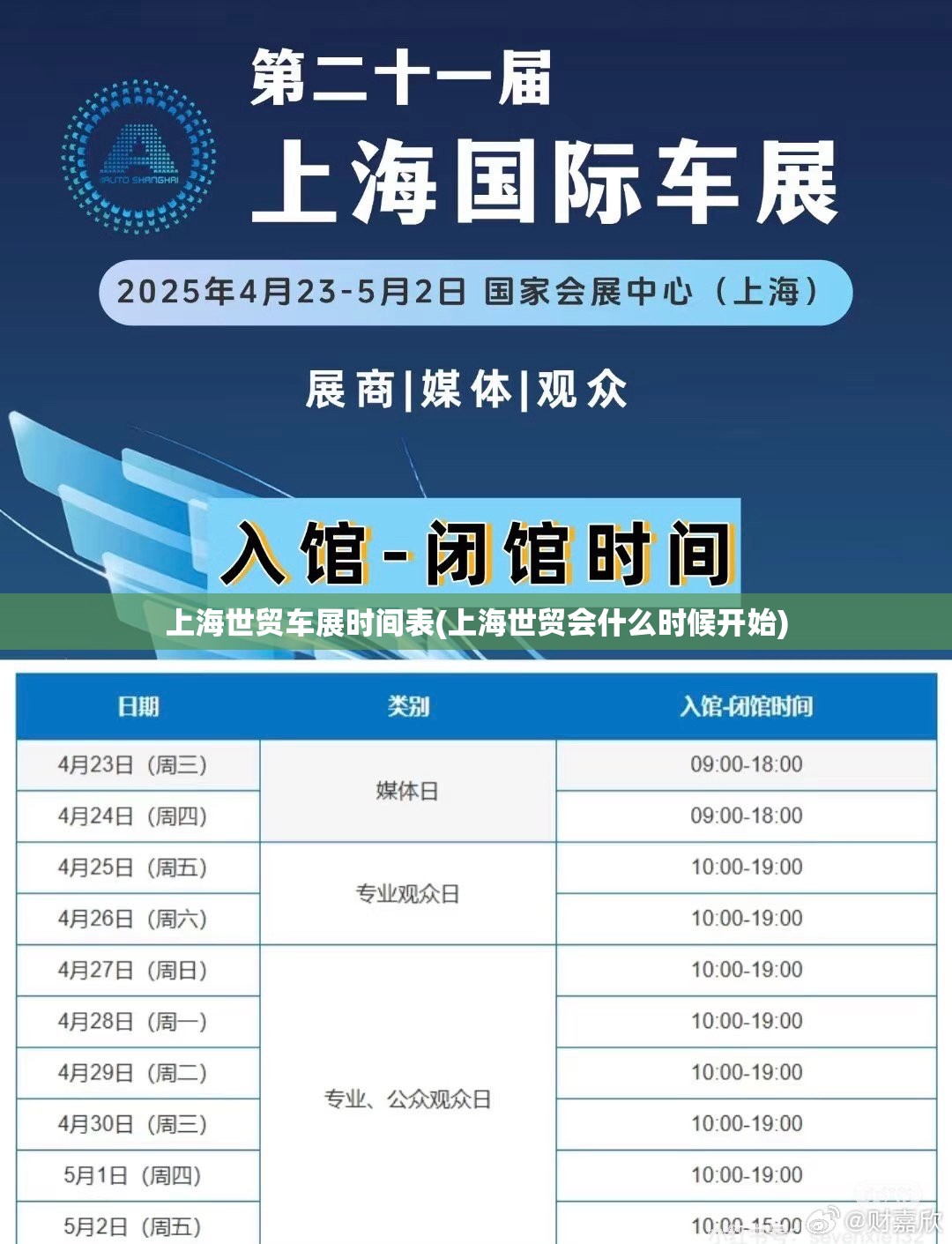 上海世贸车展时间表(上海世贸会什么时候开始) 上海世贸车展时间表(上海世贸会什么时候开始)
