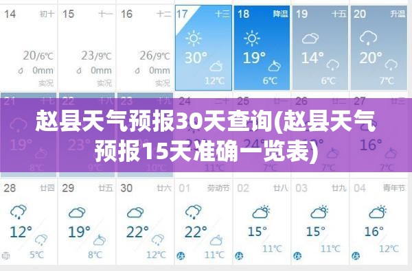 赵县天气预报30天查询(赵县天气预报15天准确一览表) 赵县天气预报30天查询(赵县天气预报15天准确一览表)