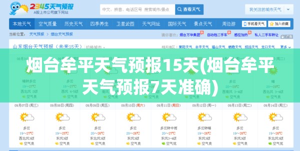 烟台牟平天气预报15天(烟台牟平天气预报7天准确) 烟台牟平天气预报15天(烟台牟平天气预报7天准确)