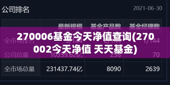 270006基金今天净值查询(270002今天净值 天天基金) 270006基金今天净值查询(270002今天净值 天天基金)