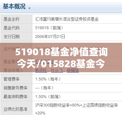 519018基金净值查询今天/015828基金今日净值估算 519018基金净值查询今天/015828基金今日净值估算