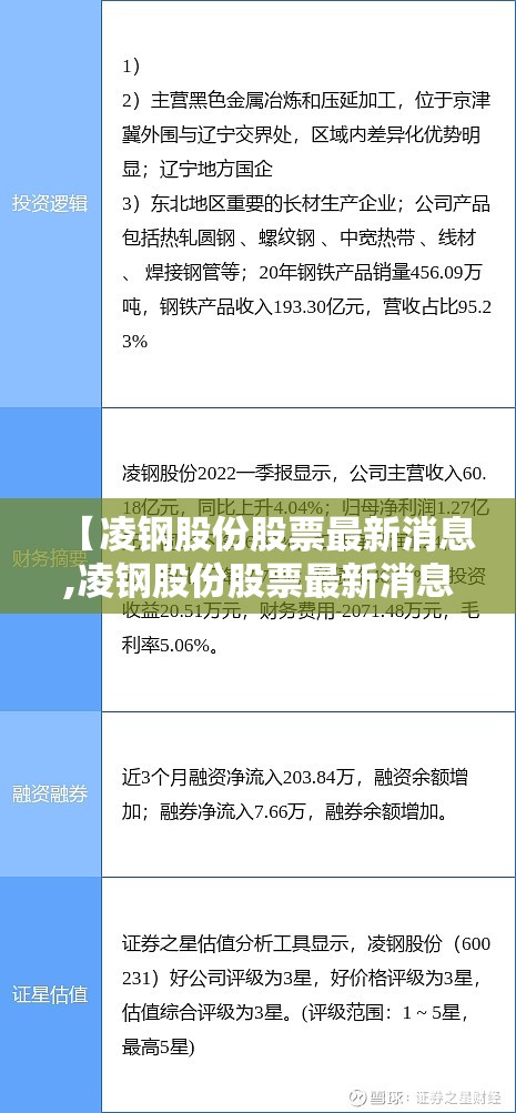 【凌钢股份股票最新消息,凌钢股份股票最新消息今天】