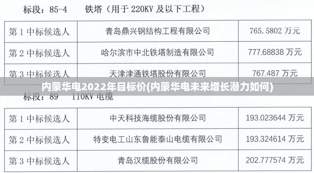 内蒙华电2022年目标价(内蒙华电未来增长潜力如何) 内蒙华电2022年目标价(内蒙华电未来增长潜力如何)