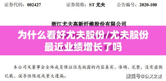 为什么看好尤夫股份/尤夫股份最近业绩增长了吗 为什么看好尤夫股份/尤夫股份最近业绩增长了吗