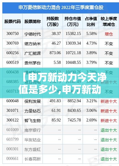【申万新动力今天净值是多少,申万新动力今日净值】 【申万新动力今天净值是多少,申万新动力今日净值】