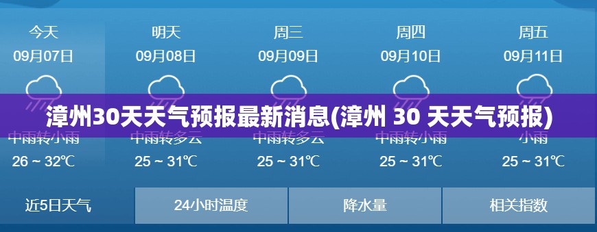 漳州30天天气预报最新消息(漳州 30 天天气预报) 漳州30天天气预报最新消息(漳州 30 天天气预报)