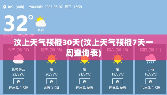 汶上天气预报30天(汶上天气预报7天一周查询表) 汶上天气预报30天(汶上天气预报7天一周查询表)