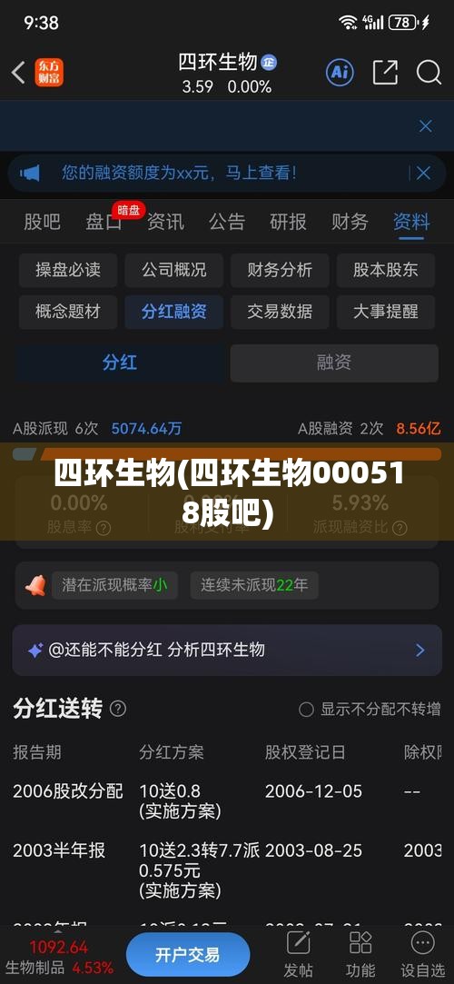 四环生物(四环生物000518股吧) 四环生物(四环生物000518股吧)