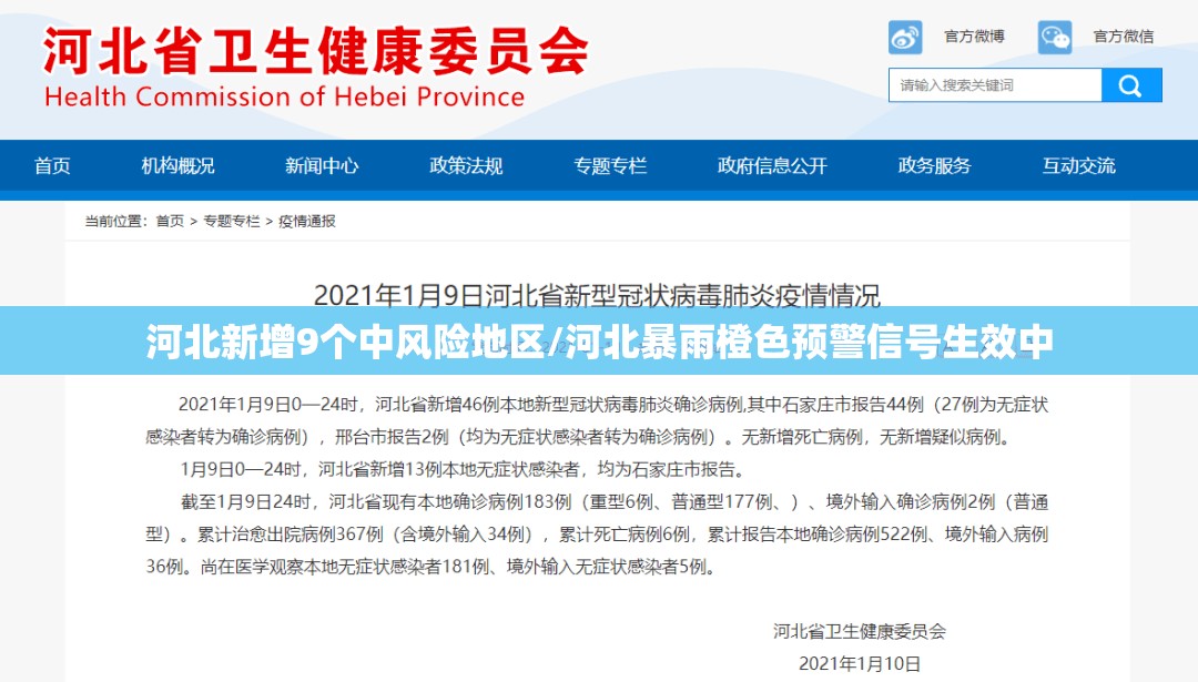 河北新增9个中风险地区/河北暴雨橙色预警信号生效中 河北新增9个中风险地区/河北暴雨橙色预警信号生效中